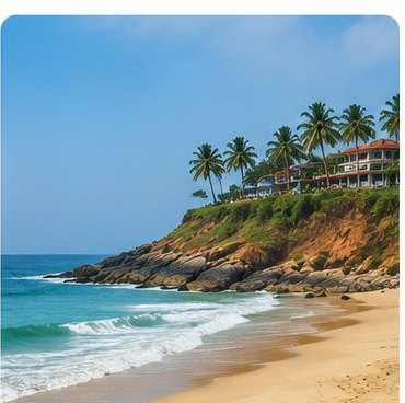 Kovalam beach and cliff, Kerala