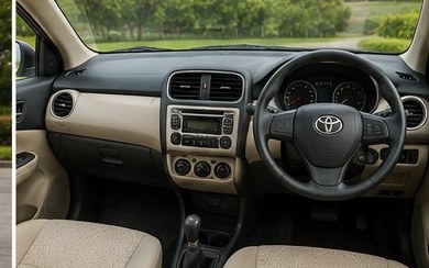 Toyota Etios sedan taxi dashboard and interior