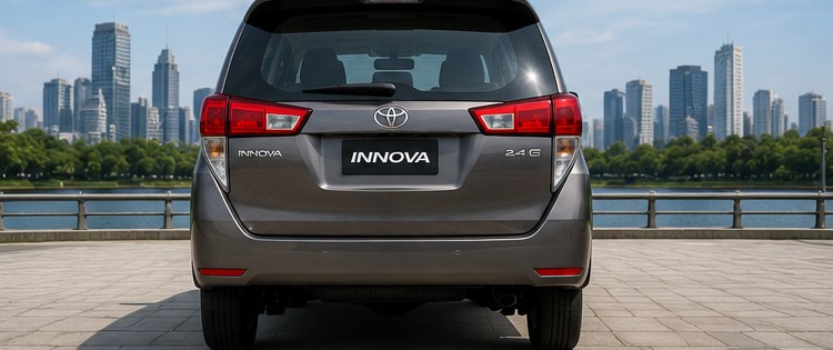 Toyota Innova Crysta taxi rear view, 7-seater for Kerala tours